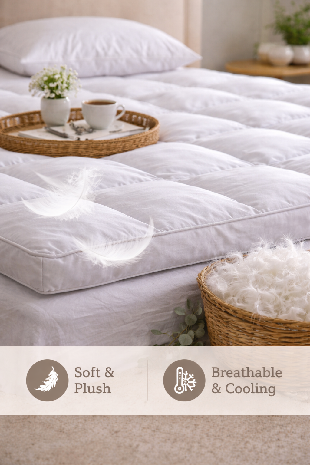Down mattress topper Why natural beats synthetic. A Premium Polish Mother Goose down Extra Thick Mattress Topper 