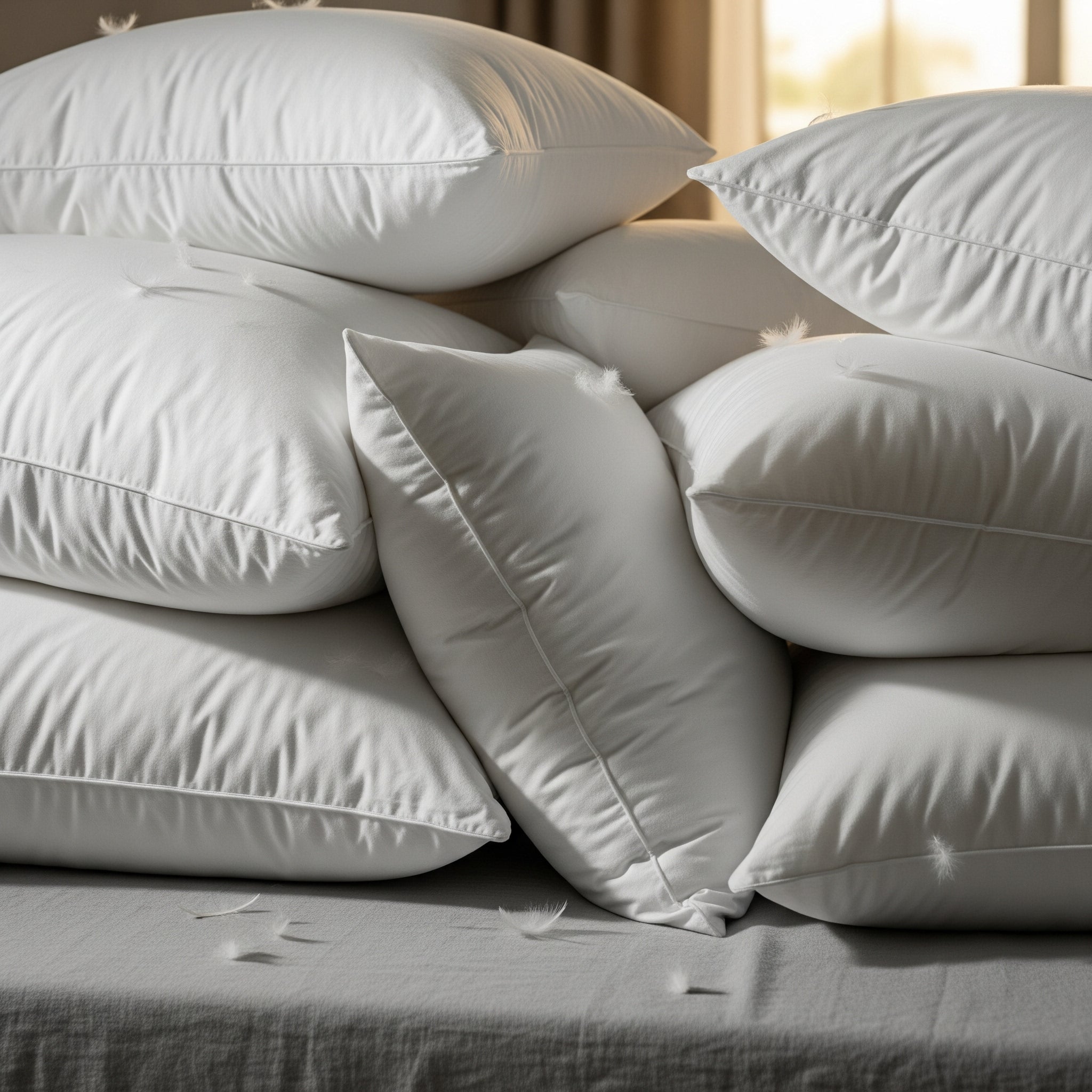 2 x USA Standard Size Medium Density Pillows 90% White Polish Goose Down (PAIR) SPECIAL
