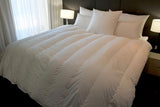 His and Her Queen Size Channel Quilt 95% White Premium Polish Goose Down 1 and 3 Blanket Warmth German Batiste TE100