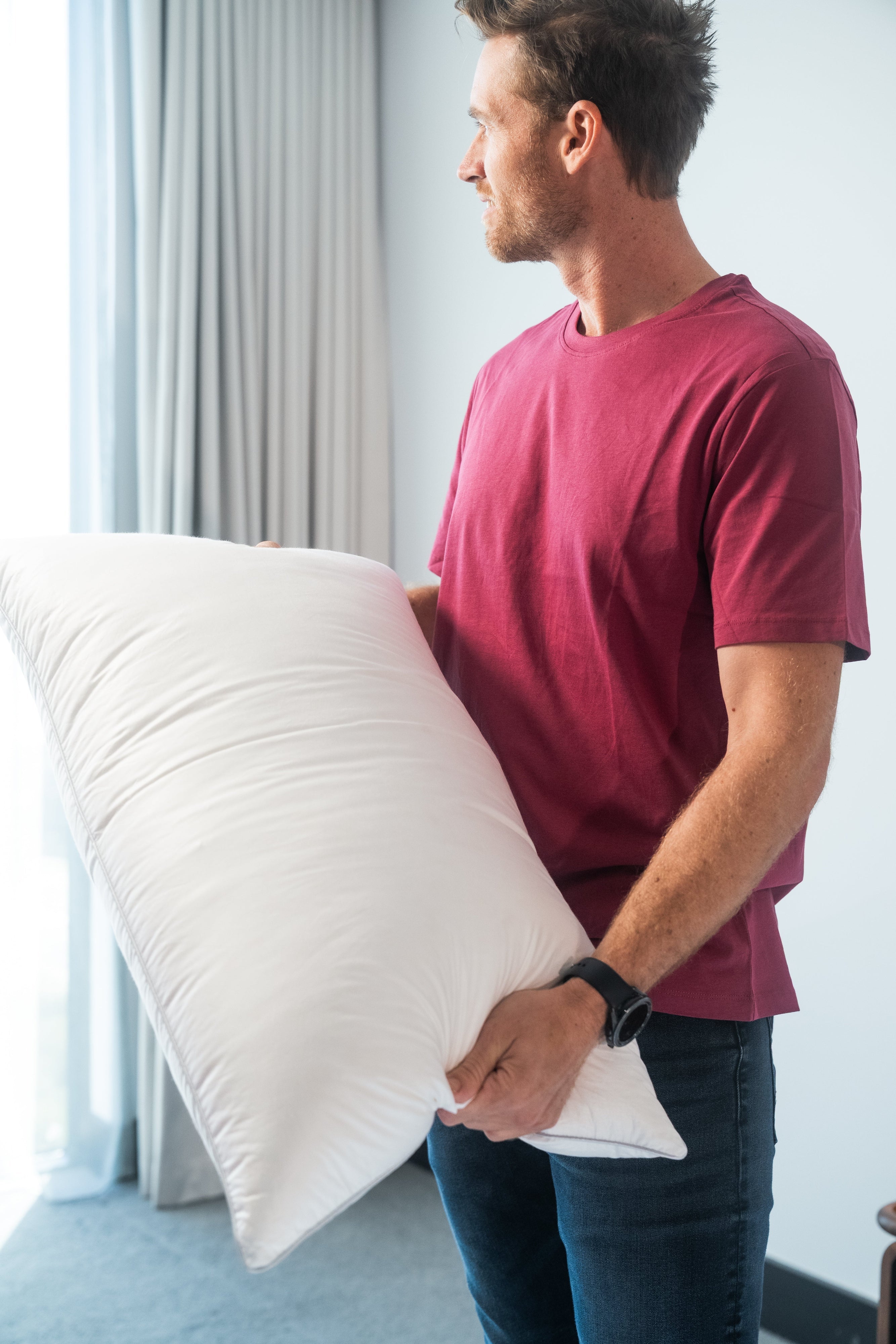 USA STANDARD SIZE MEDIUM DENSITY PILLOW WITH 98-99% WHITE PREMIUM HAND SELECT POLISH GOOSE DOWN MADE IN AUSTRALIA BY SUPREME QUILTS